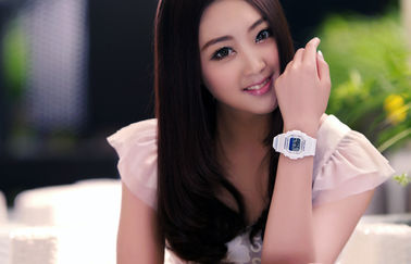 สุภาพสตรีที่สง่างามสีขาวนาฬิกาดิจิตอลกรณี ABS 12/24 นาฬิกาข้อมือ HR