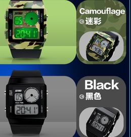 สองโซนเวลากีฬา Mutifunction ดิจิตอลสายนาฬิกาพลาสติกที่มี 5 สี Backlights