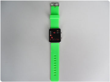 กรีนไบนารี LED Watch / ยางซิลิโคนสายรัดข้อมือนาฬิกา OEM