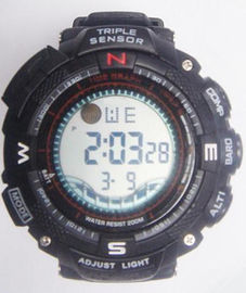 ทริปเปิเซนเซอร์ Casio สไตล์มัลติฟังก์ชั่นาฬิกาดิจิตอลดำน้ำลึก 30 เมตร PU วง