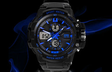 OEM ผู้ชายคู่โซนเวลาอนาล็อกนาฬิกาข้อมือดิจิตอลด้วยกระดิ่งรายชั่วโมง