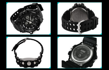 OEM ผู้ชายคู่โซนเวลาอนาล็อกนาฬิกาข้อมือดิจิตอลด้วยกระดิ่งรายชั่วโมง