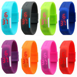 หน้าจอสัมผัส LED ซิลิโคนนาฬิกาข้อมือดิจิตอลไฟ LED สีแดงนาฬิกาข้อมือดิจิตอล