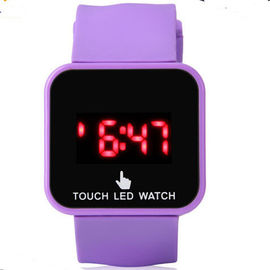 สีม่วง LED ดิจิตอลนาฬิกาข้อมือสำหรับสาวกรณีพลาสติก + ซิลิโคนสายรัดข้อมือ OEM ODM