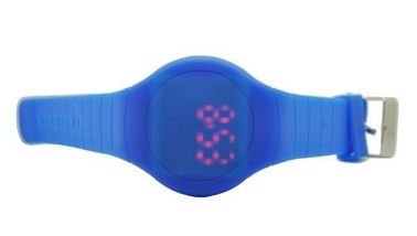 สีม่วงใบหน้ากลม LED นาฬิกาข้อมือดิจิตอลสำหรับผู้หญิงที่มีโลโก้ Debossed