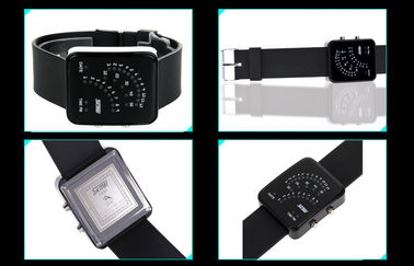 สีดำ 12/24 ชั่วโมง LED ดิจิตอล Case นาฬิกาข้อมือโลหะผสมสำหรับวัยรุ่น