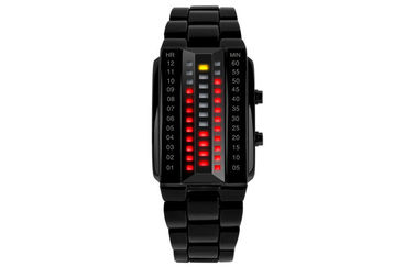 Unisex 3D LED Watch ที่กำหนดเองสีดำล้อแม็กดิจิตอลนาฬิกาข้อมือ