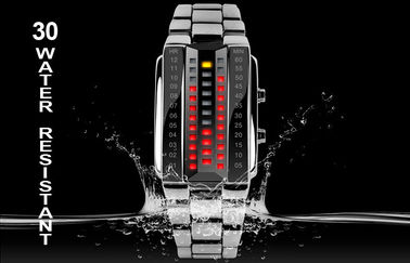 Unisex 3D LED Watch ที่กำหนดเองสีดำล้อแม็กดิจิตอลนาฬิกาข้อมือ