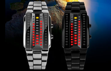 Unisex 3D LED Watch ที่กำหนดเองสีดำล้อแม็กดิจิตอลนาฬิกาข้อมือ