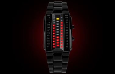 Unisex 3D LED Watch ที่กำหนดเองสีดำล้อแม็กดิจิตอลนาฬิกาข้อมือ