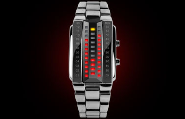 Unisex 3D LED Watch ที่กำหนดเองสีดำล้อแม็กดิจิตอลนาฬิกาข้อมือ