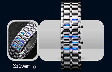 ทนน้ำ LED ดิจิตอลนาฬิกาข้อมือเหล็กซามูไรนาฬิกา