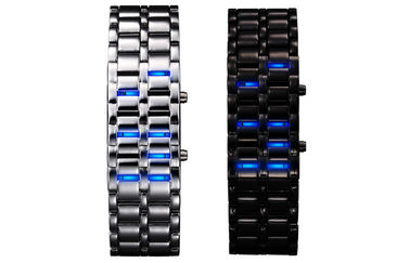 ทนน้ำ LED ดิจิตอลนาฬิกาข้อมือเหล็กซามูไรนาฬิกา