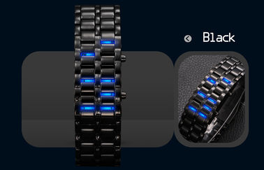 ทนน้ำ LED ดิจิตอลนาฬิกาข้อมือเหล็กซามูไรนาฬิกา