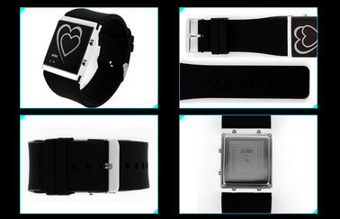 LED ดิจิตอลนาฬิกาข้อมือสไตล์หัวใจคู่ EL Backlight กระจกนาฬิกา