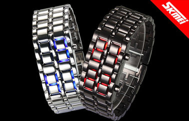 Skmei เหล็กซามูไรลาวานาฬิกา LED, LED นาฬิกาข้อมือดิจิตอล