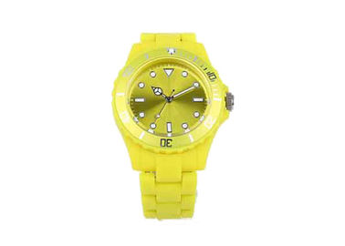 สีเหลืองอะนาล็อกญี่ปุ่นเคลื่อนไหวพลาสติกสุภาพสตรี Quartz นาฬิกาข้อมือสายคล้องกับคอมพิวเตอร์