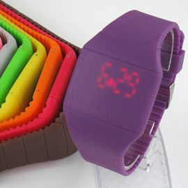 บุรุษสีเหลือง / สตรีกีฬาซิลิโคนสายรัดข้อมือดิจิตอล LED Touch Screen