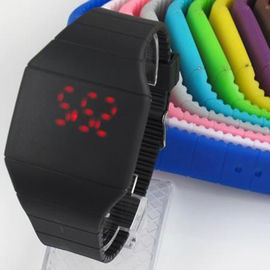 บุรุษสีเหลือง / สตรีกีฬาซิลิโคนสายรัดข้อมือดิจิตอล LED Touch Screen