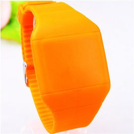บุรุษสีเหลือง / สตรีกีฬาซิลิโคนสายรัดข้อมือดิจิตอล LED Touch Screen