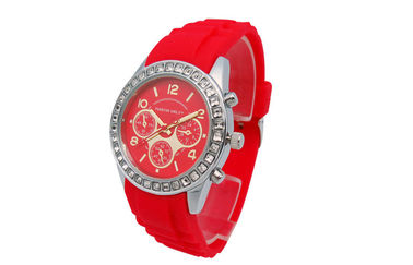 สายรัดข้อมือซิลิโคนสีแดงนาฬิกาสตรีญี่ปุ่น Movt Quartz Analog นาฬิกา