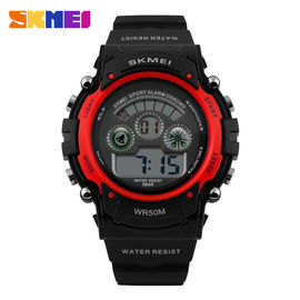 ที่มีสีสัน EL แสงไฟหลังมัลติฟังก์ชั่กีฬานาฬิกา Case สีแดง 44mm สำหรับ Unisex